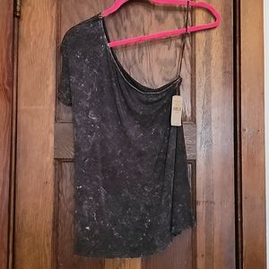 NWT Distresed One Shoulder T-shirt